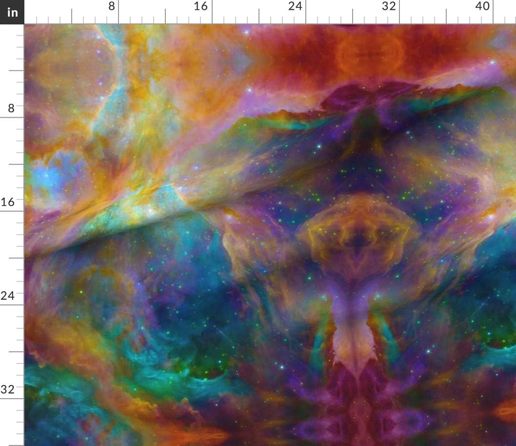 Spoonflower Fabric - Rainbow Galaxy Nebula Heart Sloth Printed on Petal Signature Cotton Fabric by The Yard - Sewing Quilting Apparel Crafts Decor
