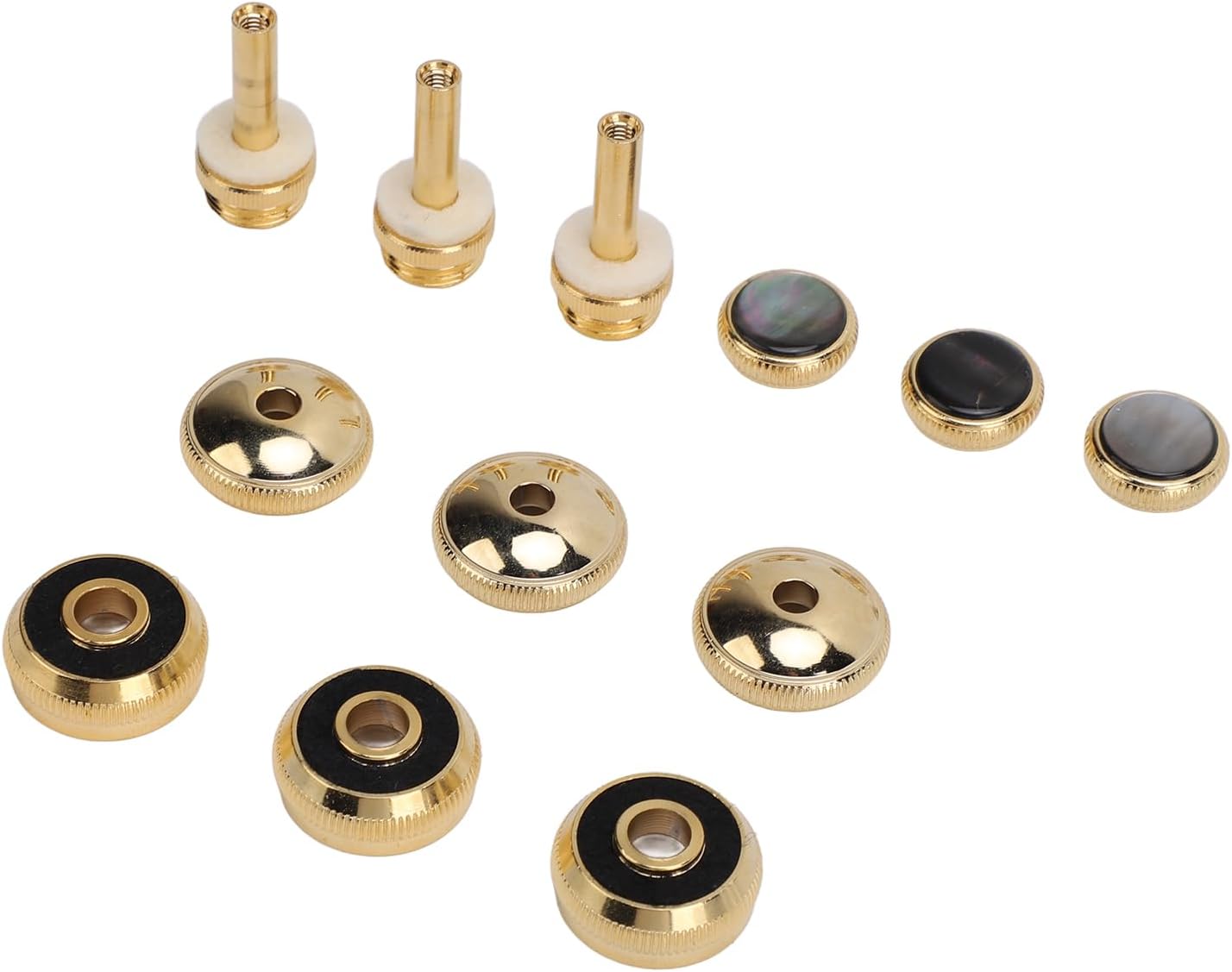 トランペットバルブフィンガー、トランペットバルブ交換部品、金属とアワビ、3つのロッドとカバー付き修理キット、