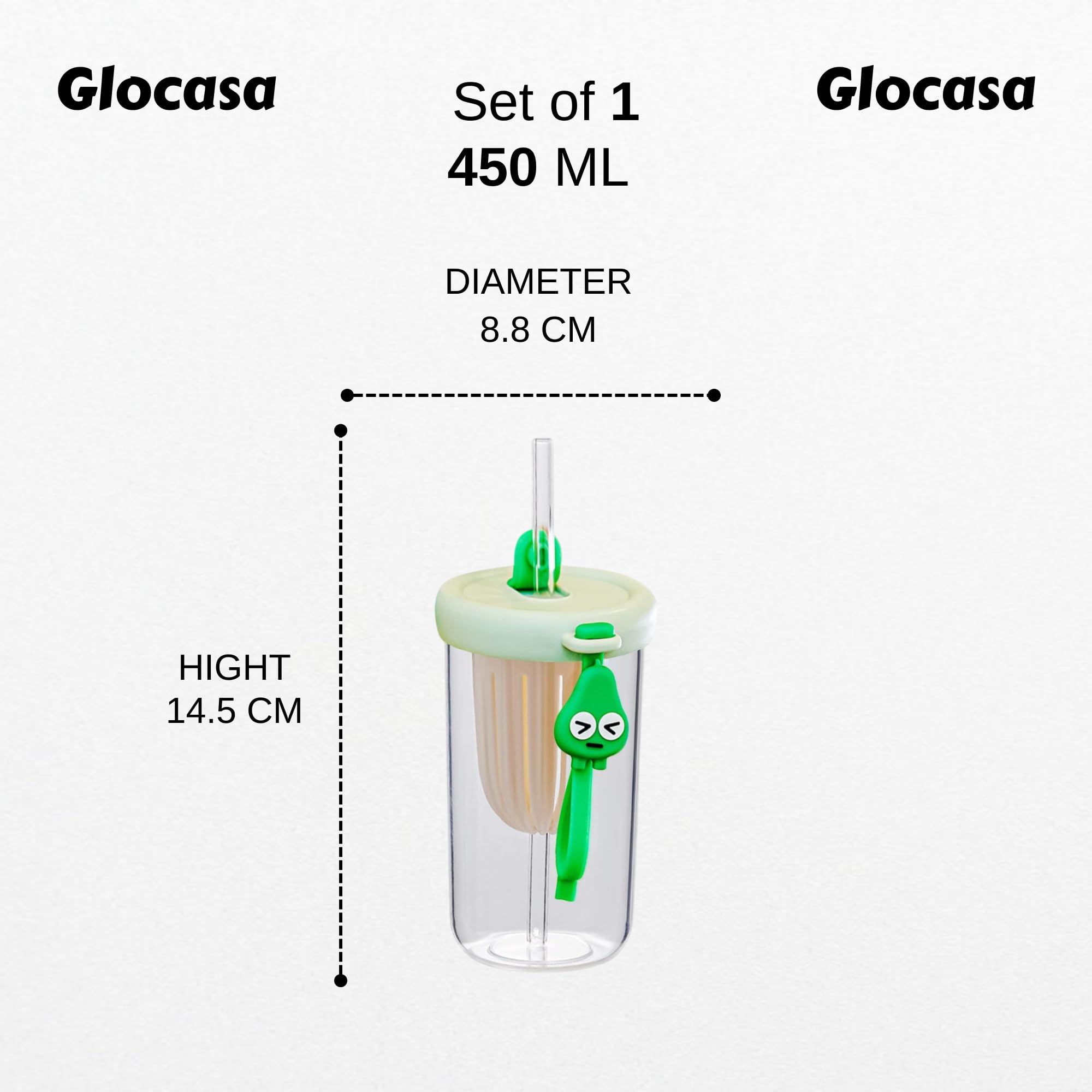 GLOCASA Cute Glass Tea Infuser Tumbler with Straw & Lid - Reusable Loose Leaf Tea Cup, Easy Brew Clear Glass Mug for Home, Office & Gifting (400 ML) 1 PICS Multicolur 2