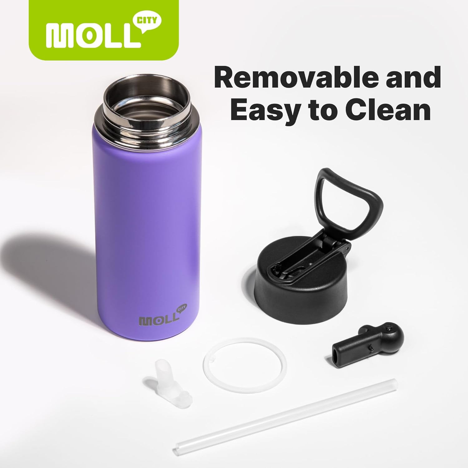 Water Bottle with Straw-12 oz Stainless Steel Double Wall Vacuum Insulated Sports Water Bottles for School, Leak-Proof Travel Water Flask for Boy (Black) - Image 6