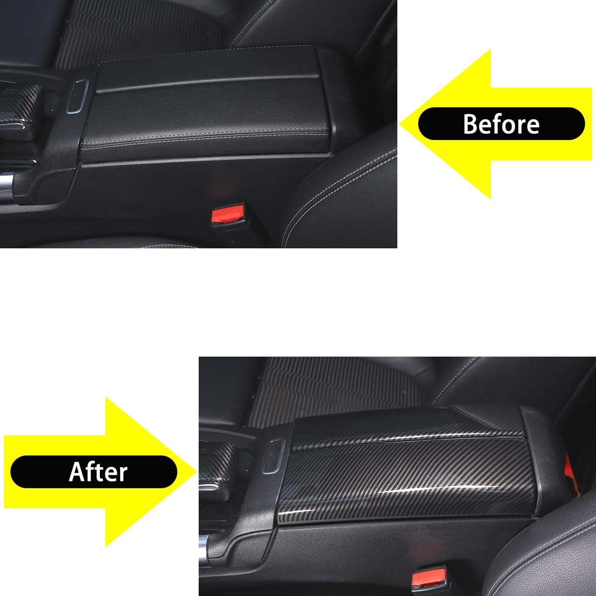 Car Interior Armrest Box Trim Cover For Benz A Class W177 2019-2022 Car Console Armrest Seat Box Protector Accessories Compatible with Mercedes Benz B CLA GLA GLB Class 2020-2023 (Carbon Fiber)