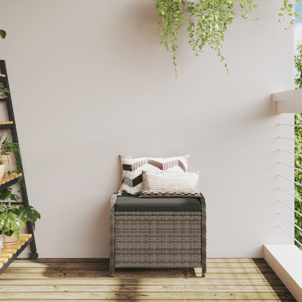 Générique Tabouret de Jardin avec Coussin Gris 58x46x46 cm résine tressée,Meubles,Mobilier de Jardin,Poufs d'extérieur,Gris,6 KG,365734