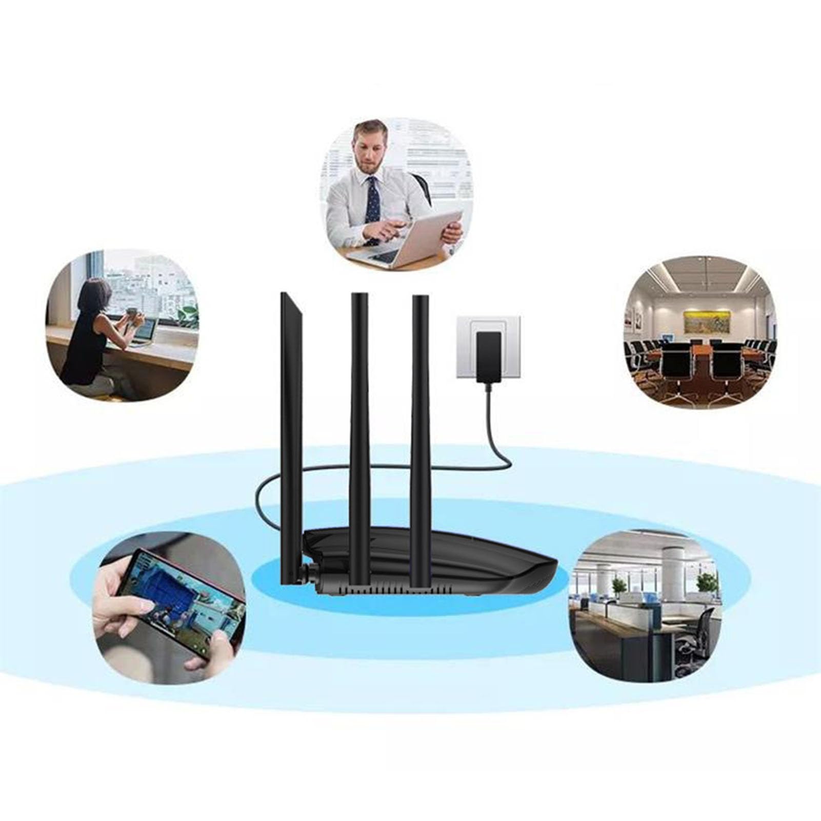 Router 4G LTE, Router WiFi Sbloccato da 1200 Mbps con Slot per Scheda SIM, 6 Antenne Ad Alto Guadagno, Dual Band 2.4G 5.8G per Viaggi in Ufficio in Casa UE Asia (Spina europea)