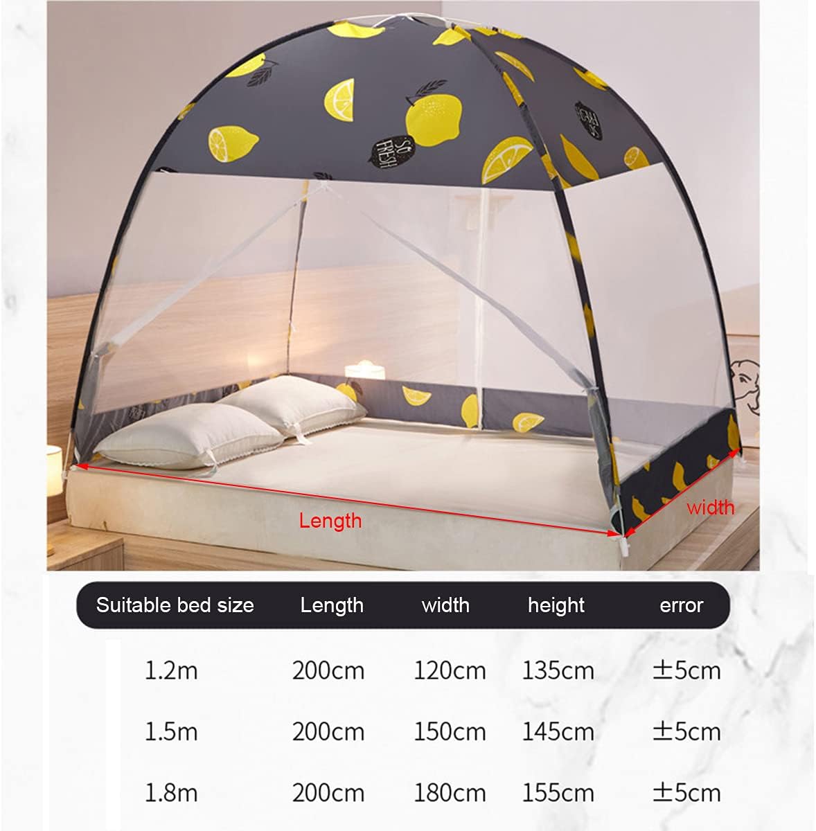 Pop Up Mosquito Net, Foldable Bed Canopy, Polyester Curtains Anti-Mosquito Universal Camping Tent for Single Bed Double Bed Free Installation,Elephant,180 * 200cm