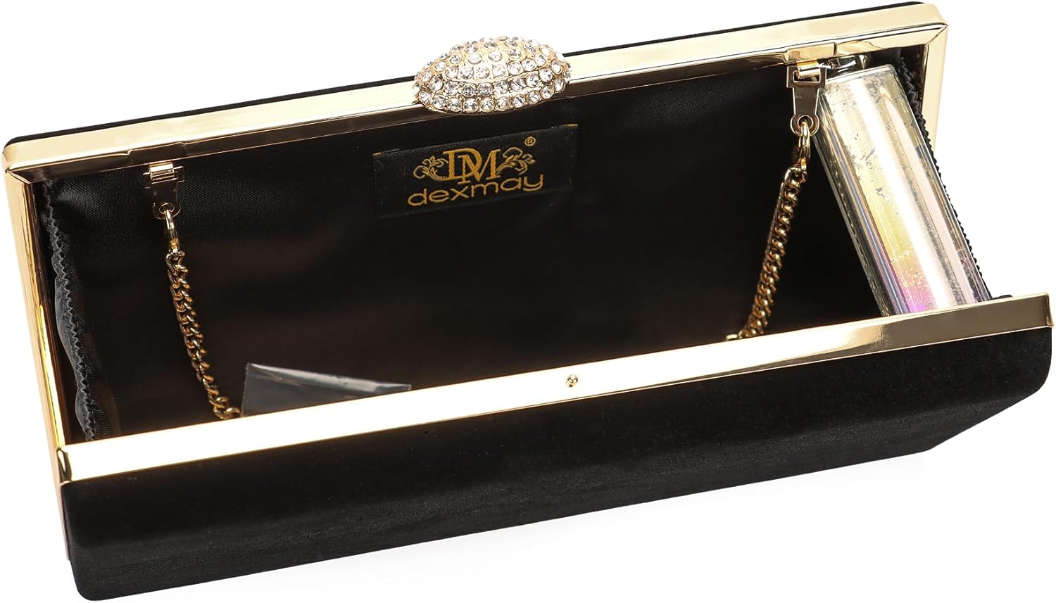 Dexmay Large Rhinestone Purse with Crystal Clasp Evening Clutch Bag Formal Party Handbag