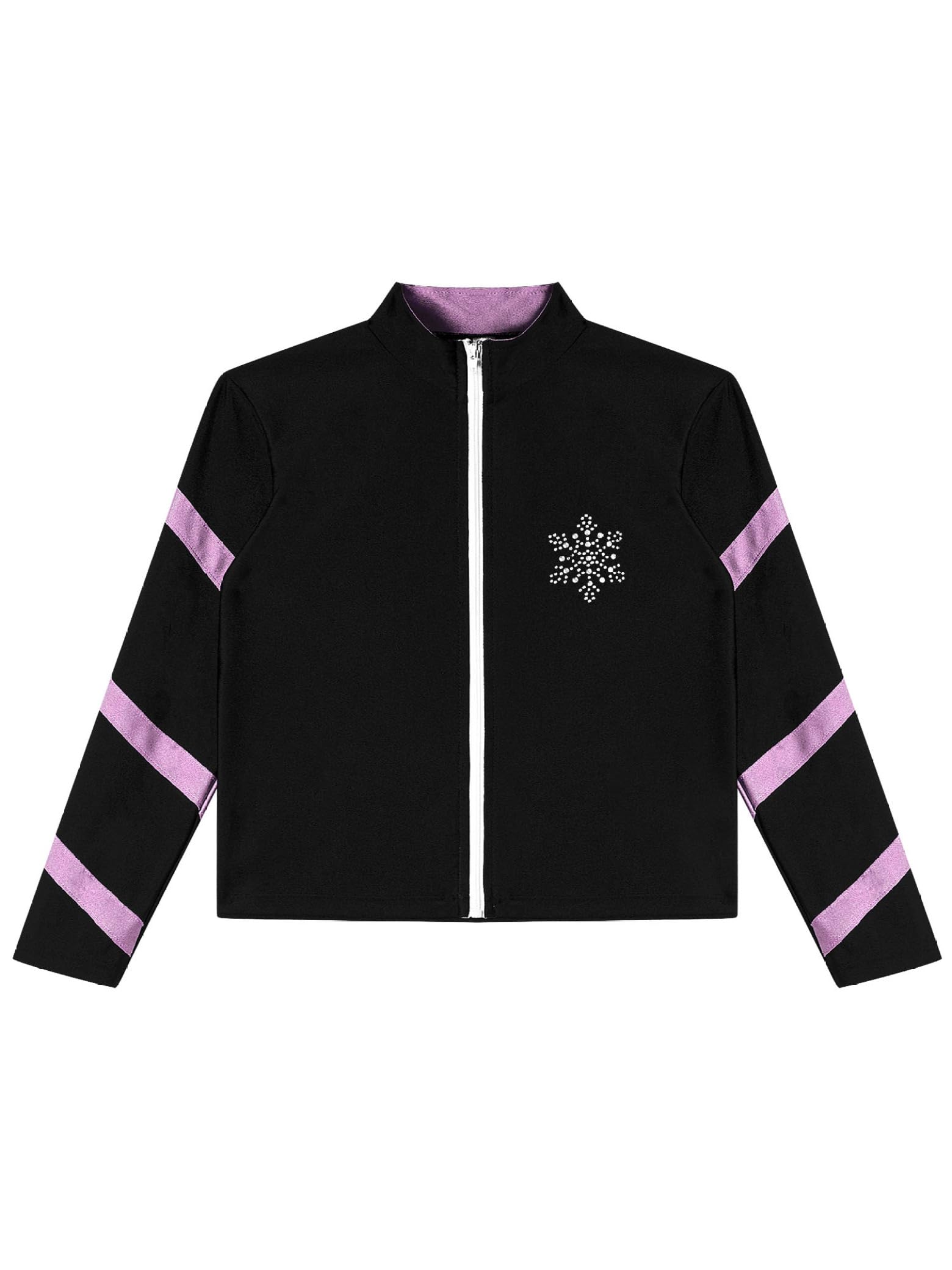 Mädchen Eiskunstlauf Jacke Thermo Gefütterte Sweatjacke Mit Stehkragen Kinder Rollkunstlauf Sport Gymnastik Tanz Workout Mantel Slim Fit