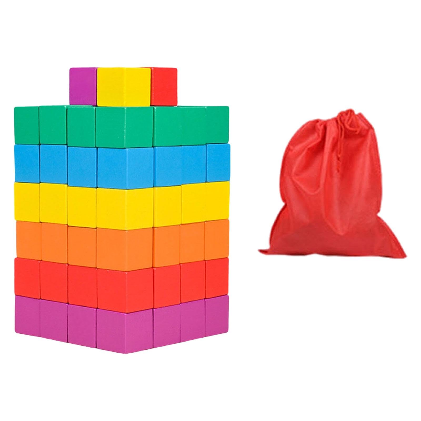 Bloques Cubos Madera Coloridos Set Juego Didáctico Apilable Manualidad Madera Segura Apto para Niños Pequeños Práctica Matemática Manualidades, 3 Cm 100 Piezas