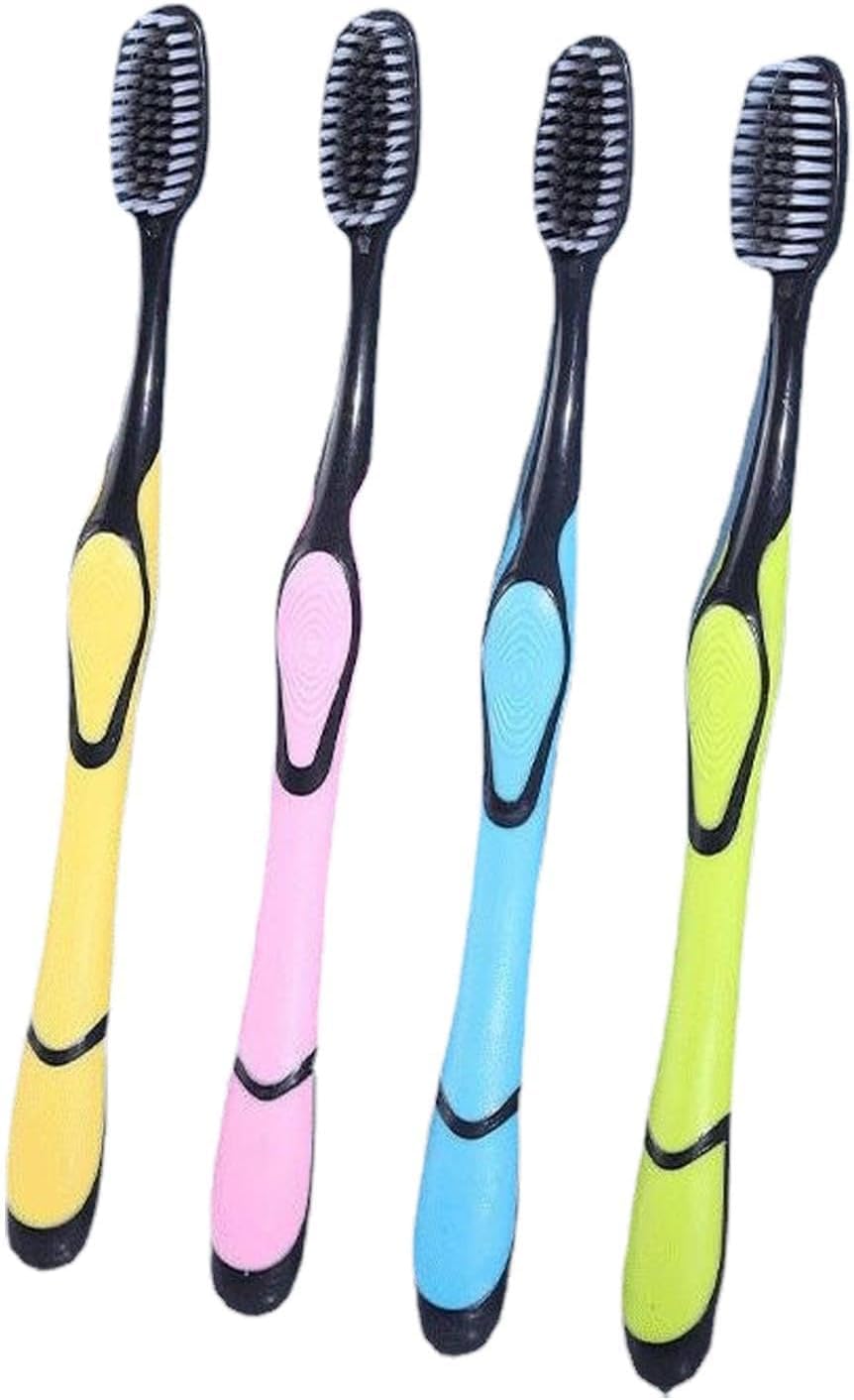 Jowxsx 1Pc Random Color Travel Toothbrush - Soft Bristle Ergonomic Manual Charcoal Tooth Brush Stains Removal Toothbrush for