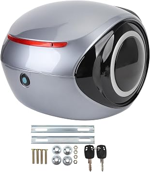 motor Top Case ABS Sporty Style Water Dust Proof Portable Trunk Top Box 32L Storage Carrier for Electric Bike Scooter Grey