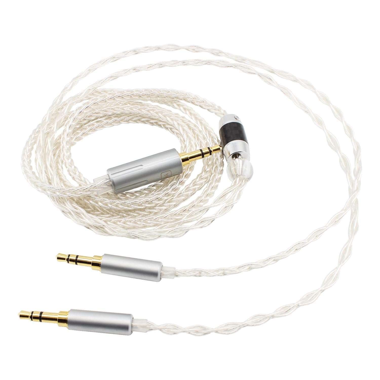 Youkamoo Headphone Replacement Cable Dual 3.5mm to 3.5mm Over-Ear Headphone Wire for DAC & Headphone Amps, Headphones, Various Music Players, Silveer 2m 6.5FT