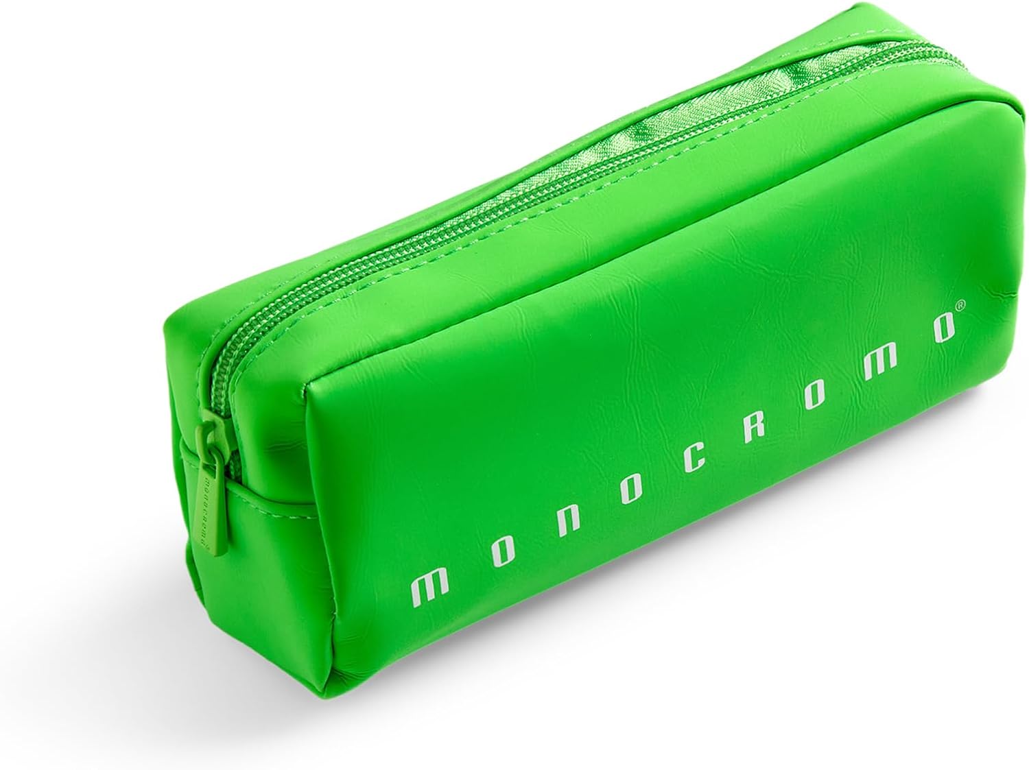 Monochrome Pencil Case with Fluorescent Effect Green