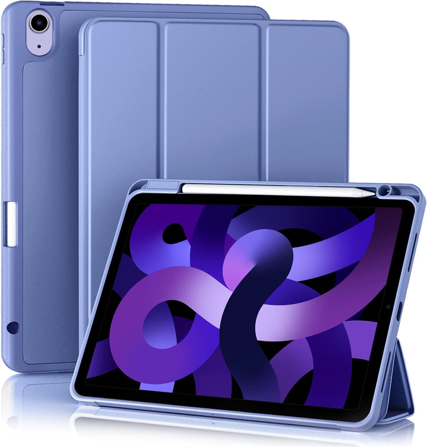 akkerds compatible with ipad air 11 inch case 7th/6th generation (m3/m2) 2025/2024, for ipad air 5th/4th generation case 10.9 inch 2022/2020 with pencil holderauto sleep/wake, blue purple