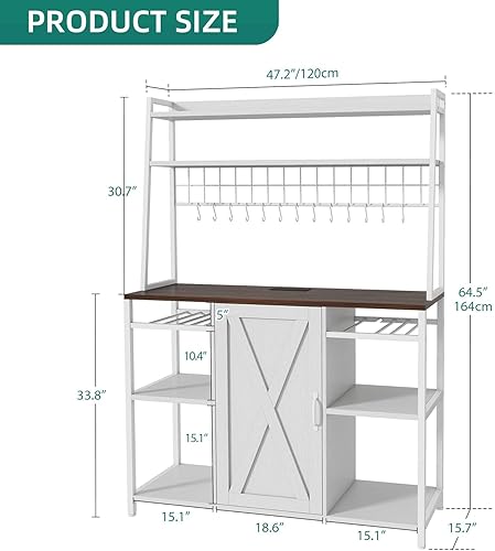 Miniatura 10 de YITAHOME Soporte grande para microondas de 39 pulgadas con toma de corriente, estante de almacenamiento independiente para electrodomésticos con