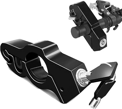 Universal Motorcycle Lock with Key, Anti-Theft Throttle Lock for Motorbike & ATV, Grip Brake Lock for Riding Protection Black