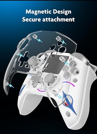 Multi-Function Wireless Pro Controller with Interactive Screen,for Switch/PS4/PC/Android/iOS/SteamDeck, 4 Programmable Buttons, Turbo, 6-axis Gyro, Dual Vibration, RGB Lighting, Hall Effect Joystick Trigger, 1200mAh battery