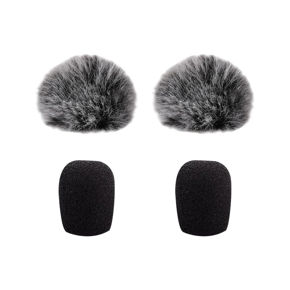 4 Pcs Black Microphone Windscreens Foam Mic Covers Furry Headset Covers Lapel Mic Sponge Covers Small Size Microphone Covers for Noise Reduction