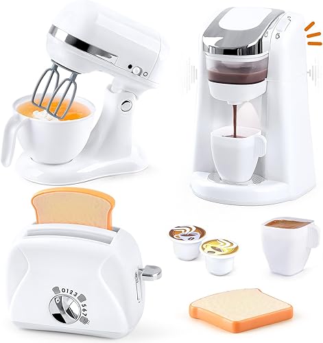 Miniatura 8 de Play Juguetes para electrodomésticos de cocina, accesorios de cocina para niños, juegos de juguetes de simulación con cafetera, mezclador, tostadora