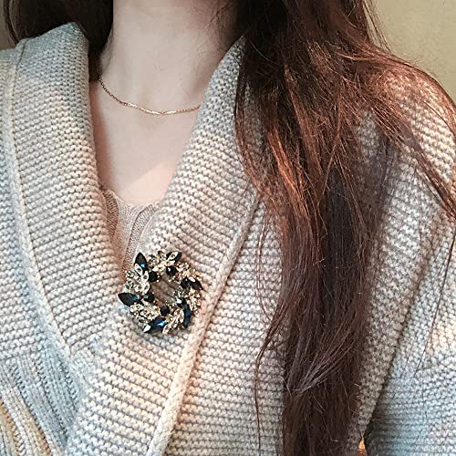 KONFEN Broche Fleur Cristal Feuille Zircone, Bijoux Vintage pour Vêtements Sacs à Dos, Cadeau Mariage Noël – vue 3