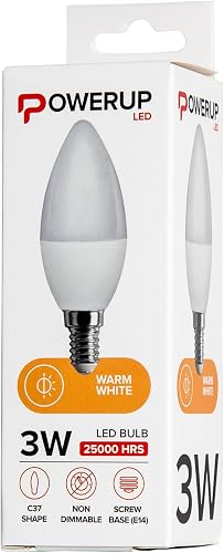 Powerup E14 WW 3W LED Candle Light Bulb