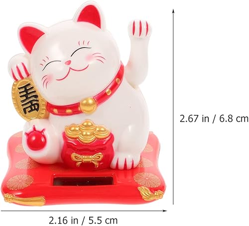 Miniatura 2 de Maneki Neko Lucky Cat Solar Lucky Beckoning Cat Waving Feng Shui Lucky Cats para el hogar, oficina, decoración de coche, regalo, blanco, negro,