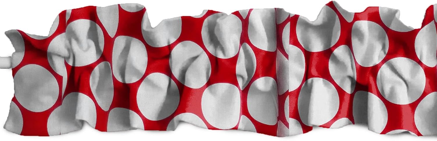 Zen Creative Designs Cotton Large Polka Dots Print Sleeve Topper Window Valance Top Bottom Ruffle Home Décor Bedroom Nursery Kitchen Window (144" Wide x 9" Tall, White on Fuchsia)