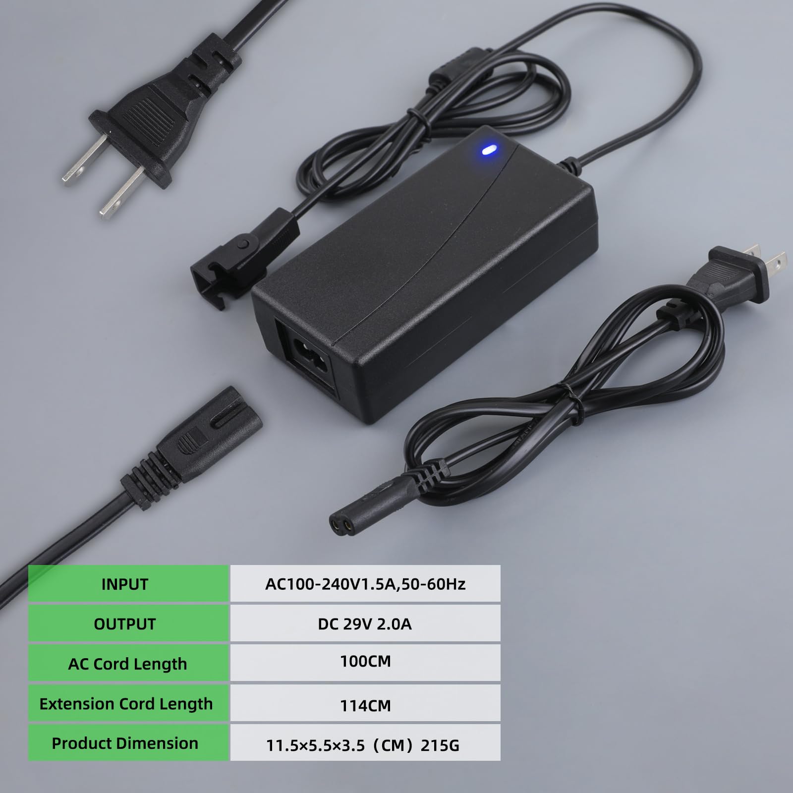 KEVSENGD Recliner Power Supply Adapter Power Supply Transformer, 2-pin 29V 2A Adapter with Extended Power Cord for Lazy Boy/Okin and More