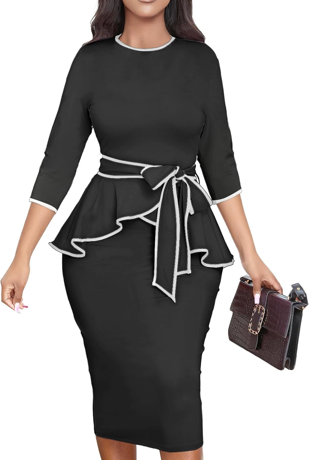 Elegantes Church Dresses for Women Vestidos Bodycon Peplum Business Work Office Dress