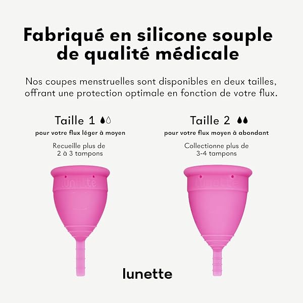 Lunette Coupe Menstruelle Réutilisable Protection 12 Heures Confort Silicone Médical Souple Alternative Tampons 10 Ans, Taille 2 Pink - 3