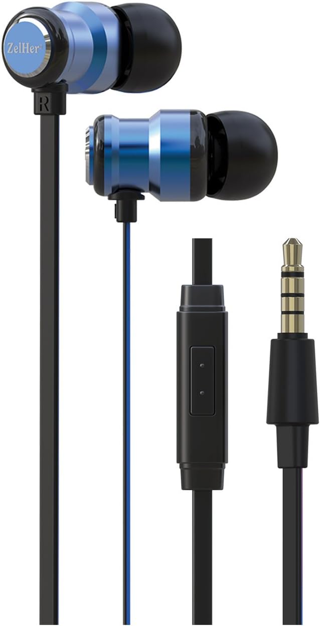 MX-10 in-Ear Headphones with Mic Earbuds with in-Line Control and 10mm Dual Drivers for Superior Sound Quality - Stylish, Tangle-Free Cables (Blue)