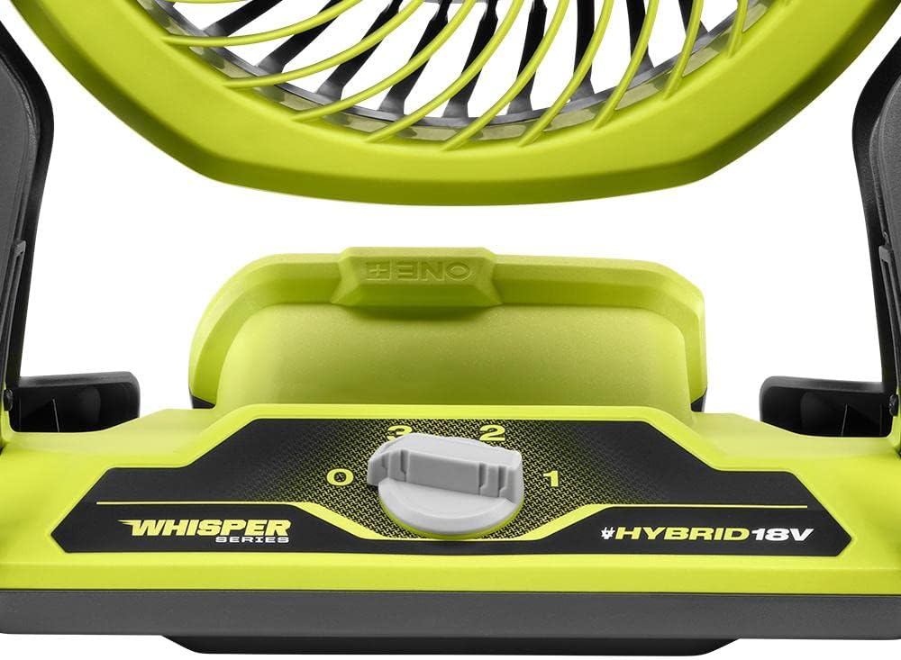 RYOBI ONE+ 18V Cordless Hybrid WHISPER SERIES 7-1/2 in. Fan (Tool Only), GREEN (PCL811B)
