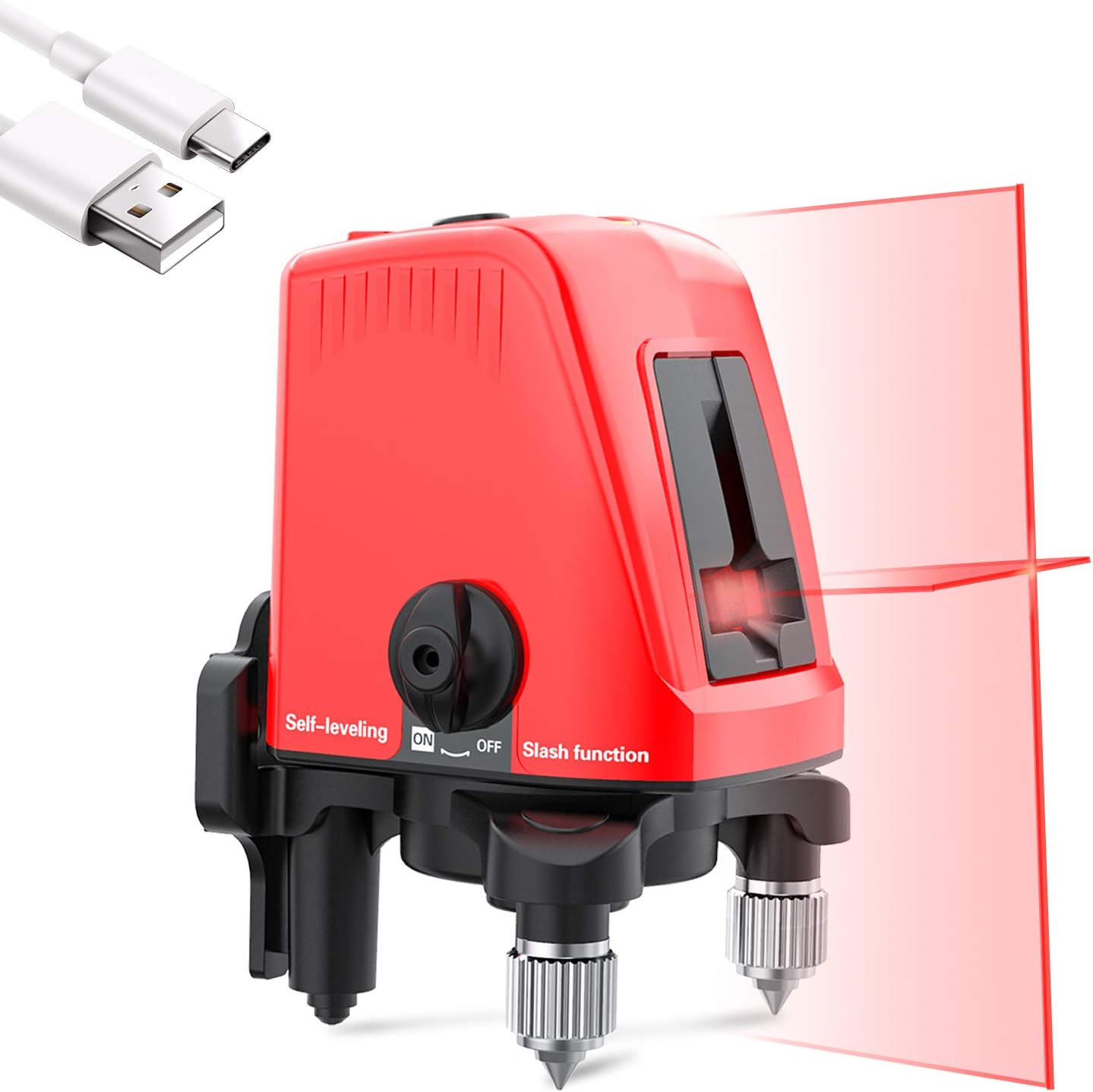 Laser Level, Beaspire Cross Line Laser 360° Rotatable Manual & Self-Leveling Red Laser, for Home Decoration, Flooring,Paving Tiles,Powered by USB Cable / 2*AA Battery