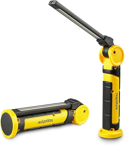 Luz de trabajo LED recargable de 1000 lúmenes, linterna magnética plegable de 4000 mAh con 3 modos, rotación de 360 y 180, luz mecánica portátil