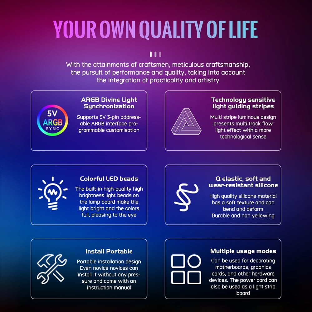 TZMRIT PC Cable Rgb, ARGB PSU Cable Cover Cable Extension, RGB Power Extension Cable Cover Kit for Motherboard and GPU PC Cable Parts Decoration (24PIN BK) - 5