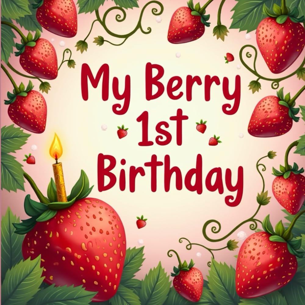 My Berry 1st Birthday Guest book: A Strawberry themed baby milestone book: A First Birthday Welcome to the Party Sign in Keepsake - Red and Pink birthday guest bok      Paperback – July 8, 2025