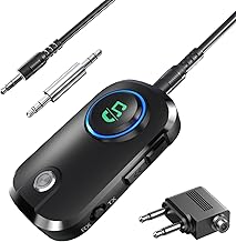 EWiN Bluetooth 5.3 Transmitter & Receiver, 3.5mm Receiver + Transmitter, 2-in-1 Bluetooth, Hands-free Calling, Navigation, 8 Hours Playback, Music Playback, Low Latency, Earphone Jack, TV, Car,