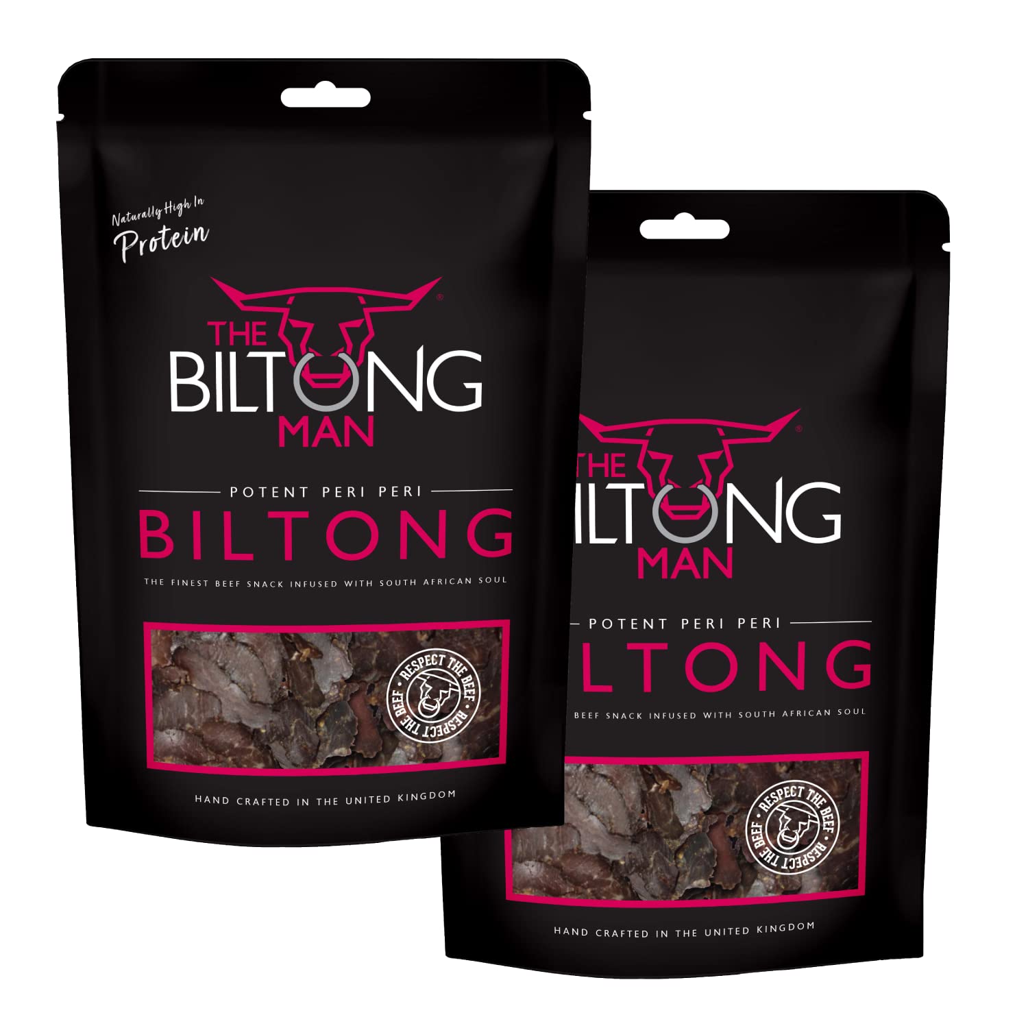 Peri-Peri Beef Biltong - High-Protein Dried Beef Snack, 1000g (2 x 500g)