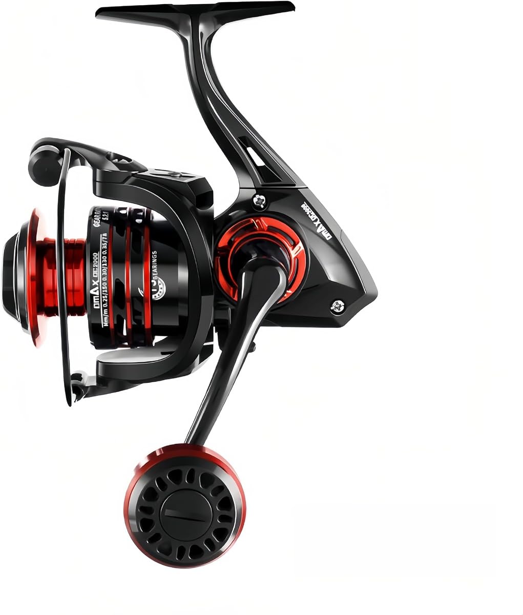 Spinning Fishing Reel – Metal Spool & Alloy Handle, Long-Cast Deep Spool Reel, Smooth Drag System, 13+1 Bearings, Adjustable Folding Handle, Freshwater & Saltwater Lure Reel