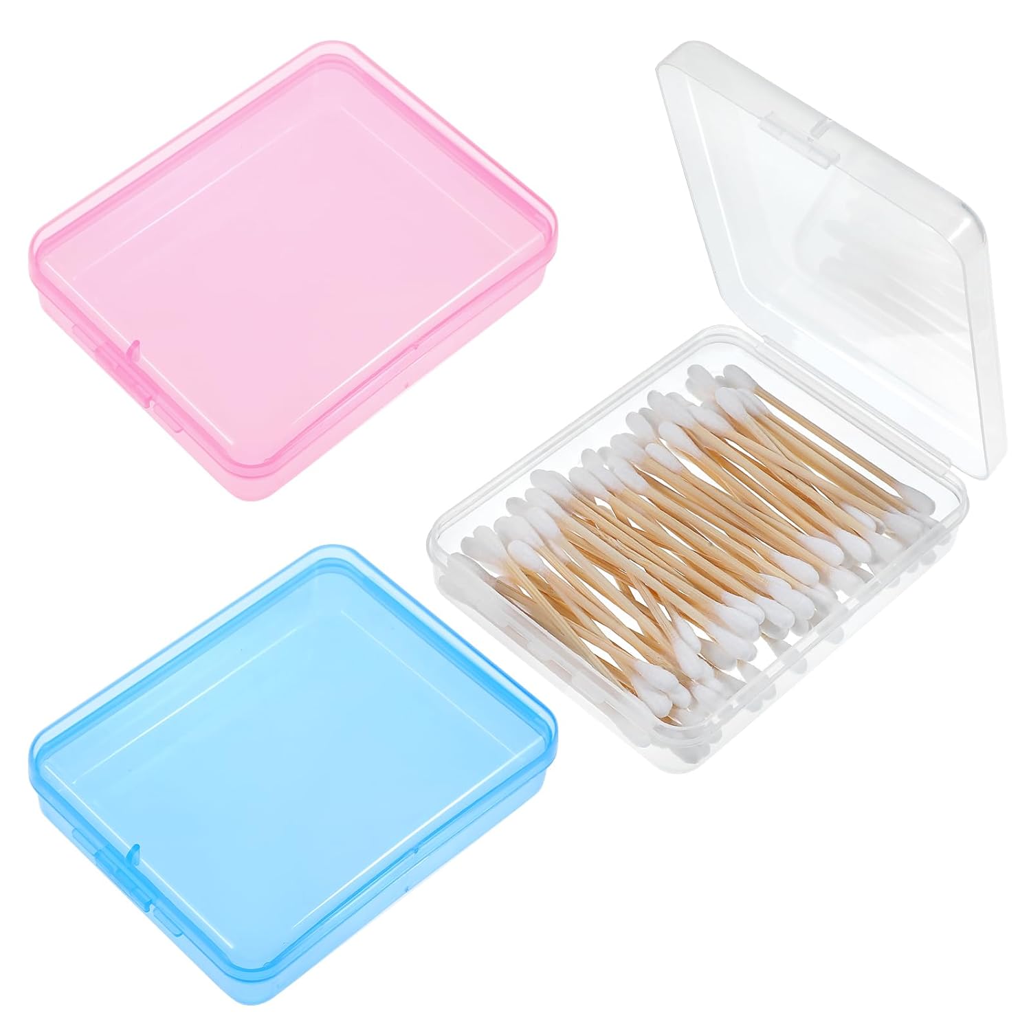 Portable Travel Cotton Pad Holder 3 Pcs Travel Qtips Case Cotton Pad Holder Travel Dispenser Cosmetic Sponge Storage