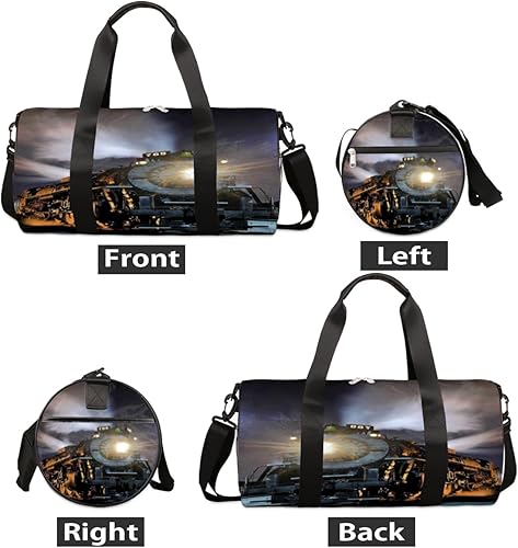 Miniatura 7 de Bolsa de lona de tren de vapor con correa desmontable para el hombro, bolsa de deporte para gimnasio, bolsa de viaje de 17.6 x 9 x 9 pulgadas para