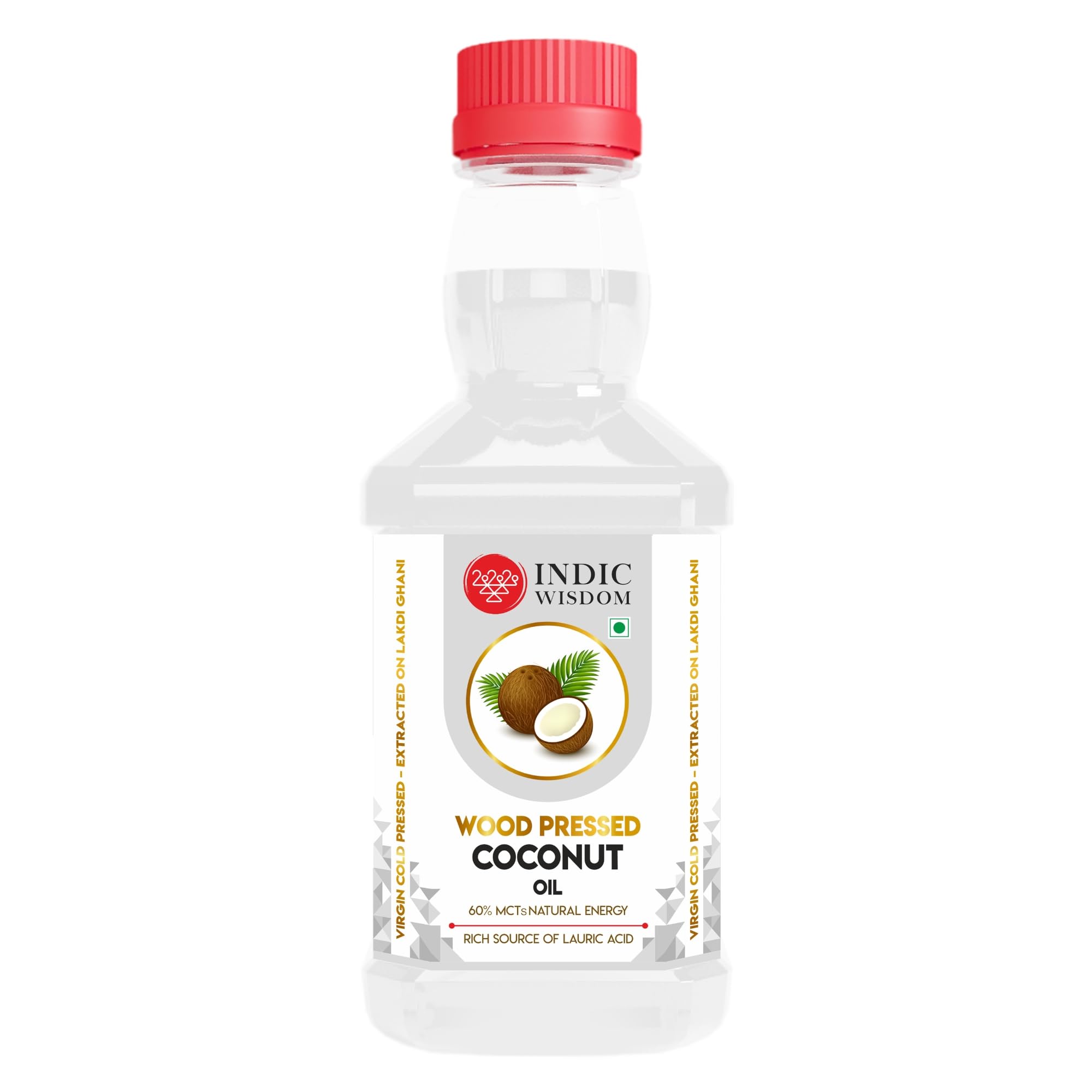 IndicWisdom Wood Pressed Virgin Coconut Oil 200 ml (Cold Pressed Coconut Oil - Extracted on Wooden Churner)
