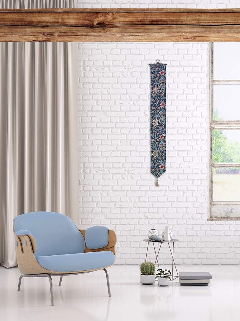 C Charlotte Home Furnishings Inc Fleurs De Morris (Blue) I Tapestry Bell Pull - 6 in. x 42 in. Cotton/Viscose/Polyester by William Morris