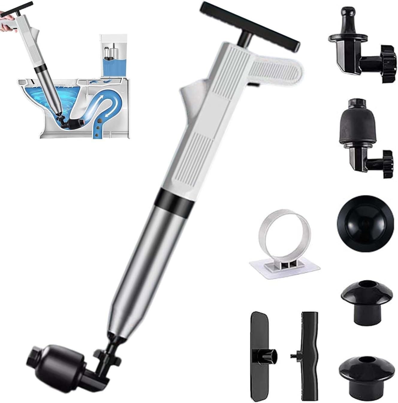 EqiEch Toilet Plunger,Stainless Steel High Pressure Plunger,Air Drain