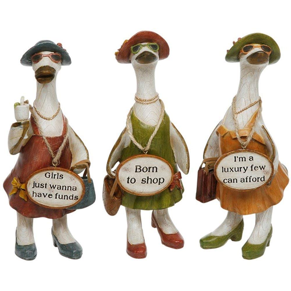 Davids Ducks Girls Pastel/Neutral Shade Glam Shabby Chic Duck Ornament (Full Set Of All 3)