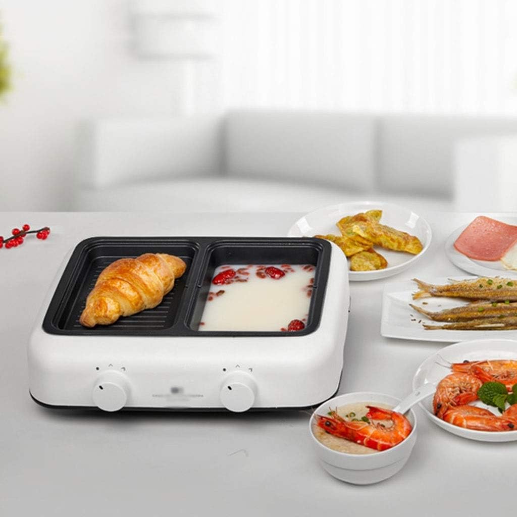 Barbecue Machine，Household Mini Multi-function Hot Pot,Smokeless Grill with Tempered Glass Lid Griddle