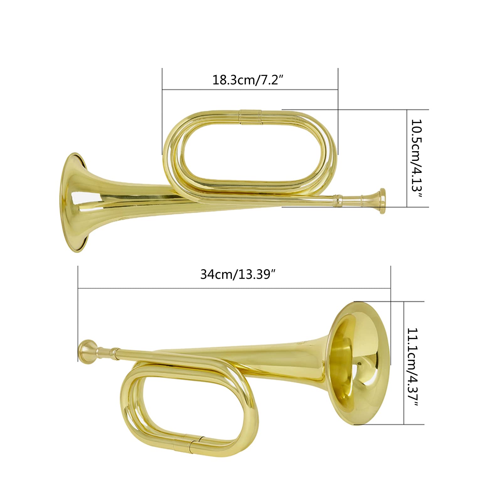 Musikinstrument für Anfänger, große Messingschritte Spanische Stifttrompete, Schulband, Orchester, Messinghorn mit Mundstück