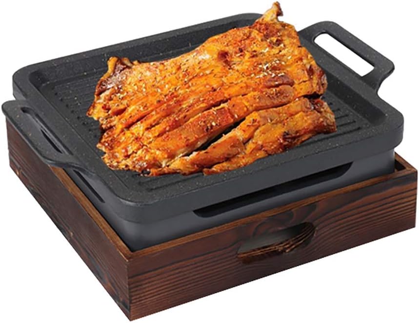 BBQ Barbeque Barbecue Grill,Korean Alcohol Barbecue Grill,Non-Stick Grill Fish Pan,Multifunctional,Indoor and Outdoor,3 Size (Size : 30.5cm30.5cm)