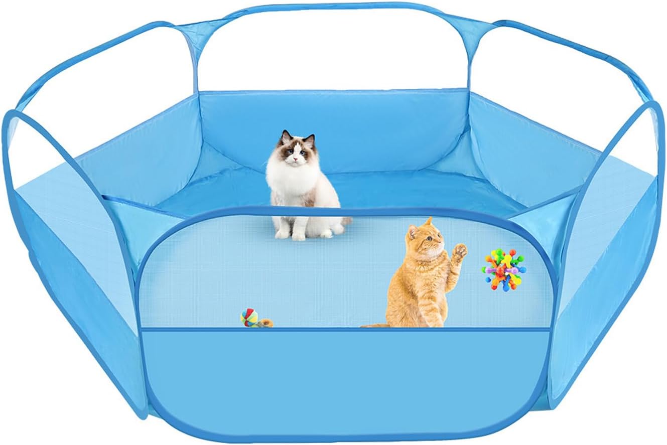 Sturdy Quick Assembly Pet Playpen for Cats Dogs and Other Tiny Animals Includes Breathable Net and Simple Foldable Design Easy Fold Pet Tent