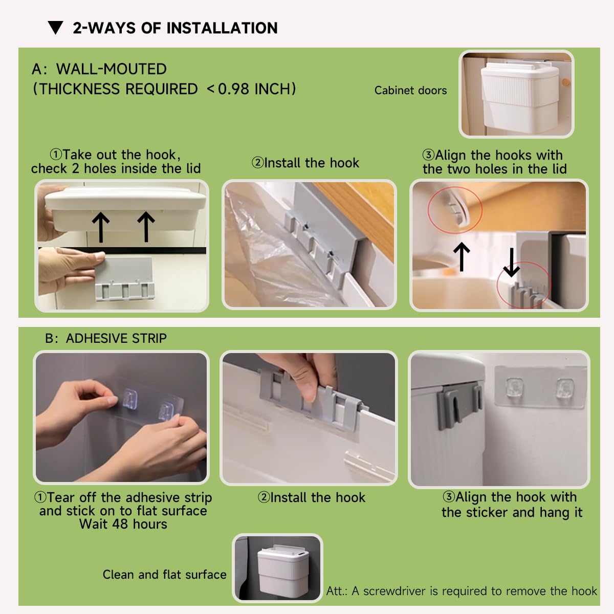 Sensor Hanging Trash Can with Lid 2.5 Gallon,Motion Sensor Garbage Can, Bathroom Trash Cans,Smart Trash Bin,Mountable/Desk for Kitchen Compost Bin,Liveroom,Office,White