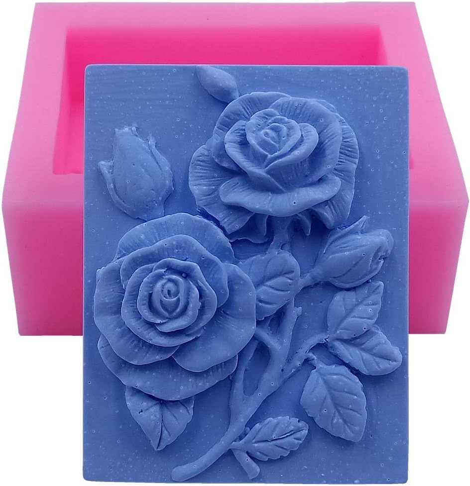 Great Mold Love Rose Soap Molds Flower Rectangular Silicone Soap Mold Christmas Gifts Soap Molds for DIY Handmade Soap, Candle, Chocolate, Candy
