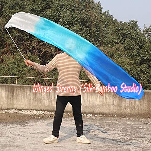 Winged Sirenny Streamer de seda infantil colorido e rodado pintado à mão com varas, faixa de fita de